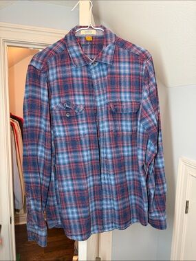 Tailor Vintage Blue and Red Plaid Button-Down Shirt